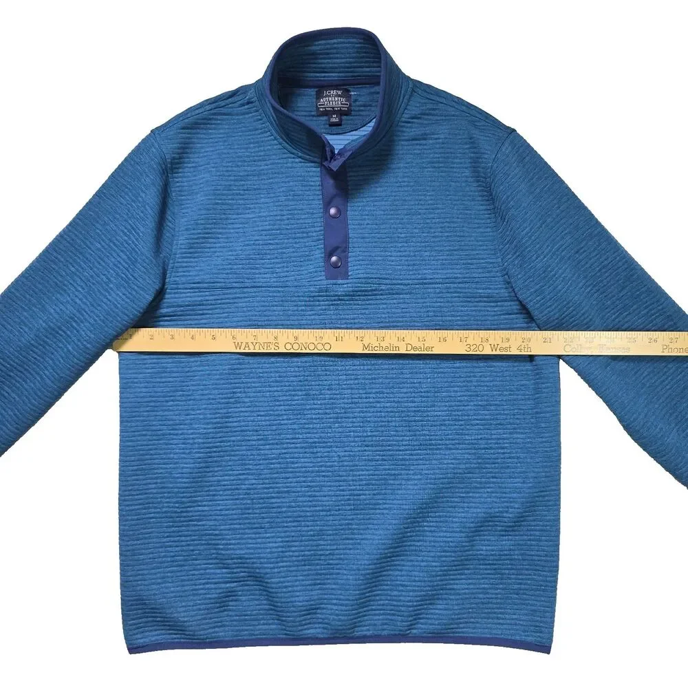 J.Crew Authentic Fleece Mens Medium Heritage Snap Neck Blue Sweater
